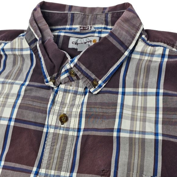 Carhartt 101552 Essential Plaid Button Down Short Sleeve Shirt Men's Size 2XL‎ - Picture 1 of 11
